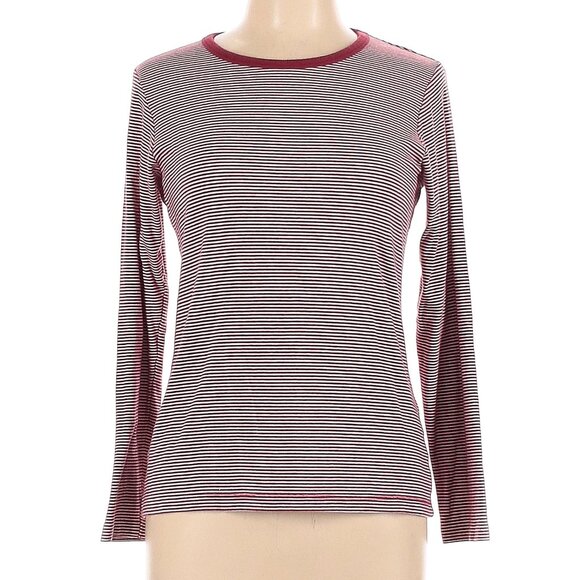 Orvis Long Sleeve Crewneck Stretch Casual Striped Pin Stripe Pima Cotton Tee Top - Picture 1 of 2